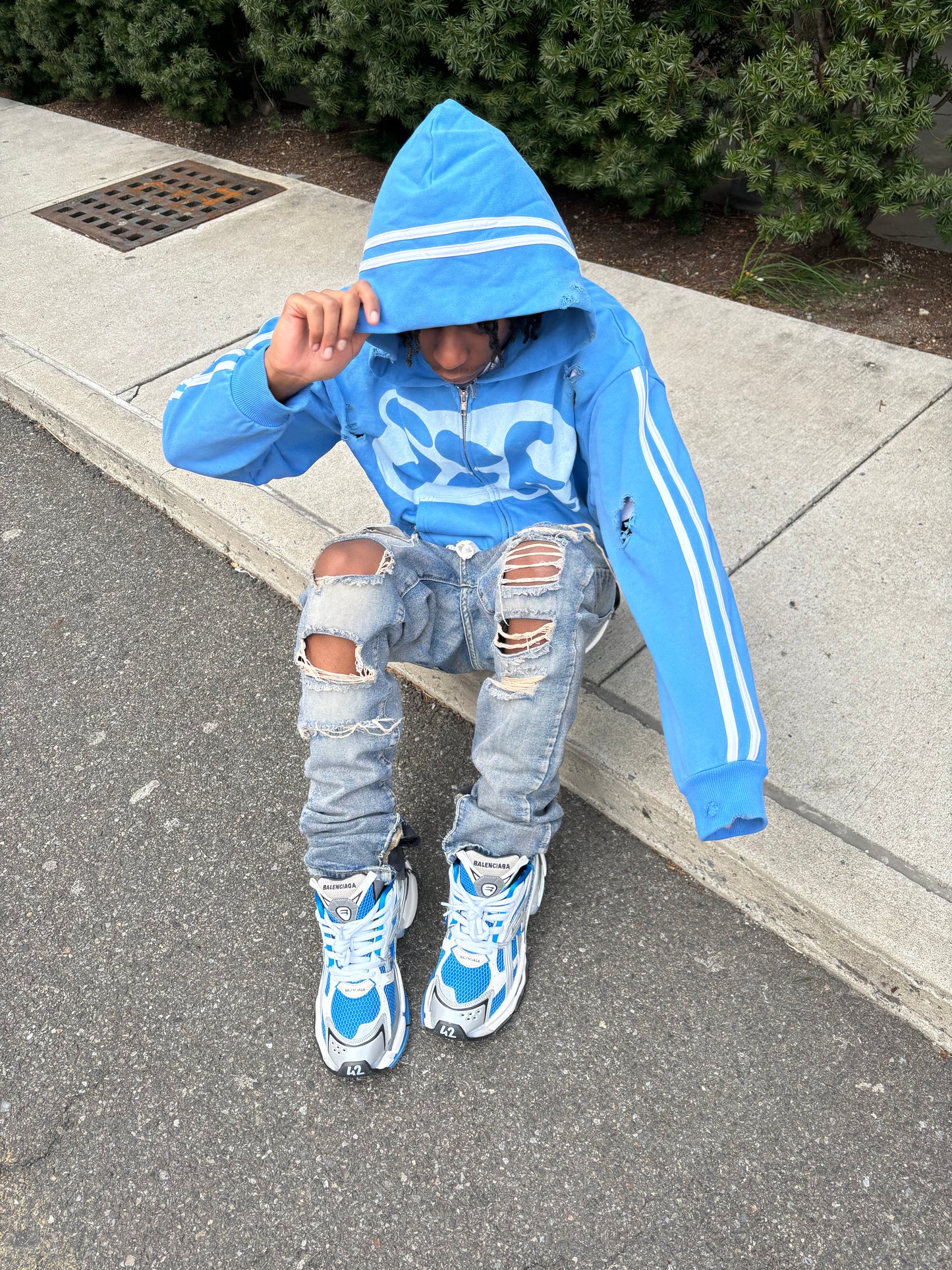 Southside Ent Cropped Azure Racer Hoodie