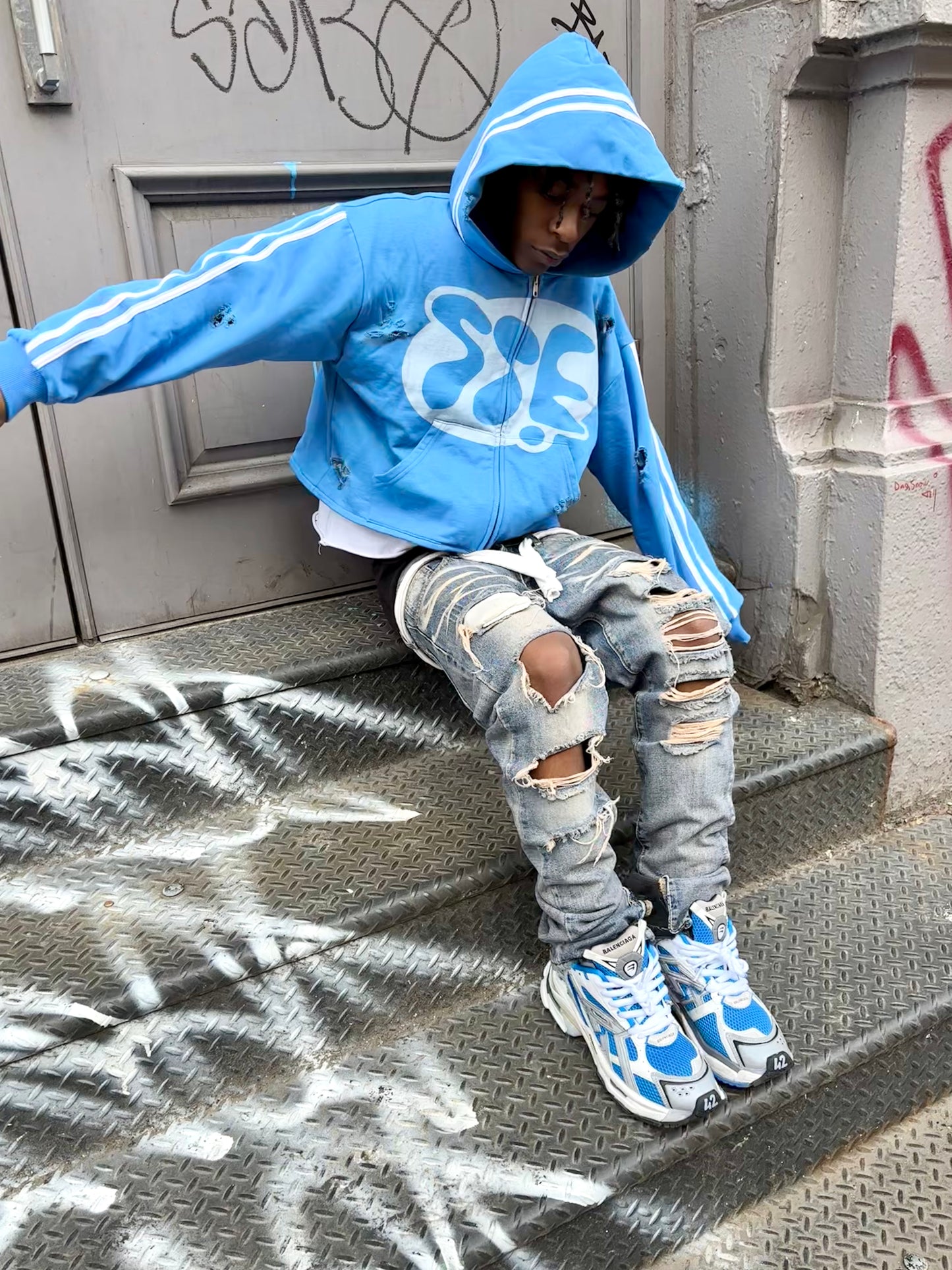 Southside Ent Cropped Azure Racer Hoodie