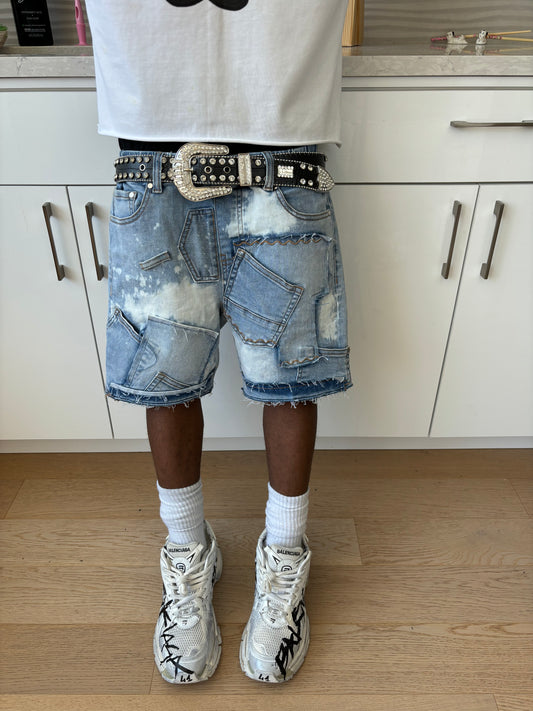 Kompy Denim Patched Jorts